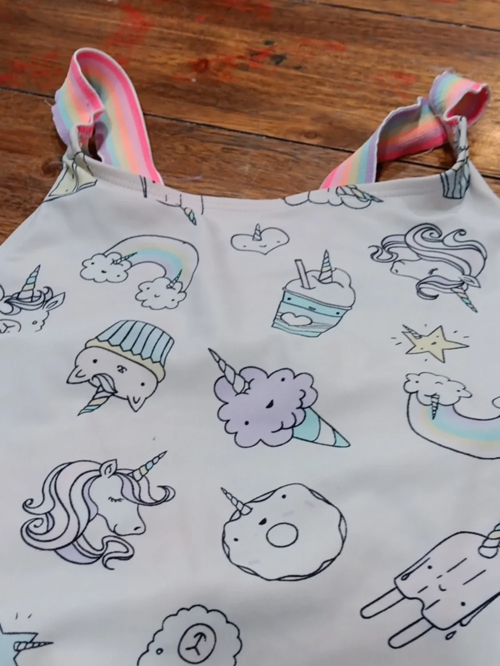 The Children's Place White Unicorn Print One-Piece Swimsuit